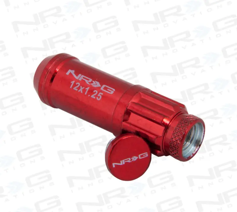 Nrg 700 Series M12 X 1.25 Steel Lug Nut W/Dust Cap Cover Set 21 Pc W/Locks & Lock Socket - Red 1