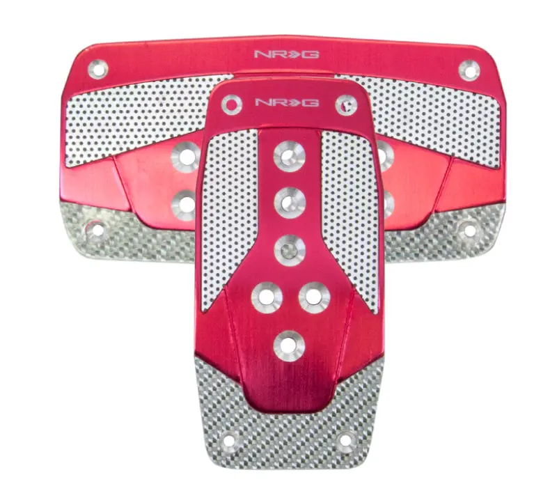 Nrg Aluminum Sport Pedal A/T - Red W/Silver Carbon 1
