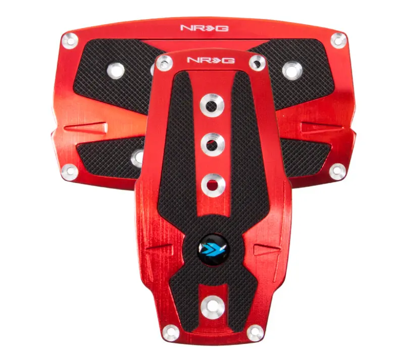 Nrg Brushed Aluminum Sport Pedal A/T - Red W/Black Rubber Inserts 1