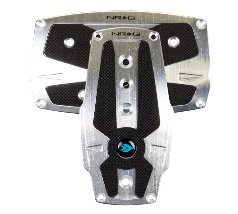Nrg Brushed Aluminum Sport Pedal A/T - Silver W/Black Rubber Inserts 1