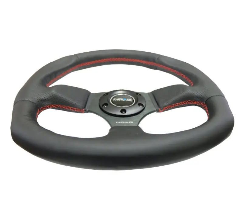 Nrg Reinforced Steering Wheel (320Mm Horizontal / 330Mm Vertical) Leather W/Red Stitching 2