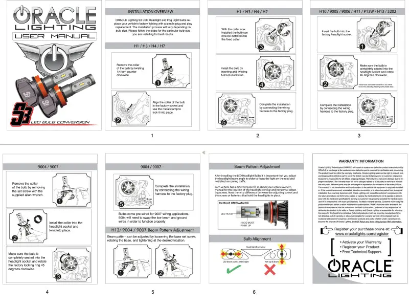 Oracle 9005 - S3 Led Headlight Bulb Conversion Kit - 6000K 2