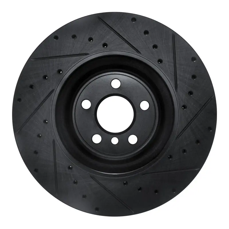 R1 16-25 Bmw 430I Rear Left Drilled & Slotted Black Brake Rotor 2