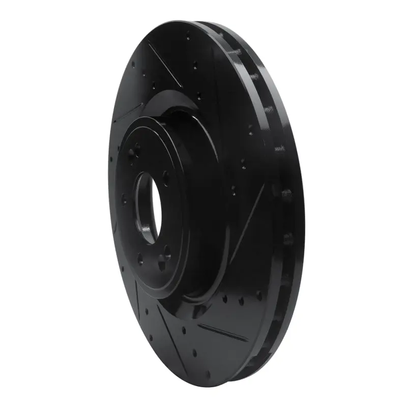 R1 18-22 Genesis G70 Front Right Drilled & Slotted Black Brake Rotor 2