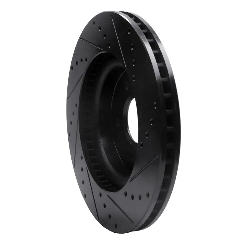 R1 18-23 Genesis G70 Front Left Drilled & Slotted Black Brake Rotor 2