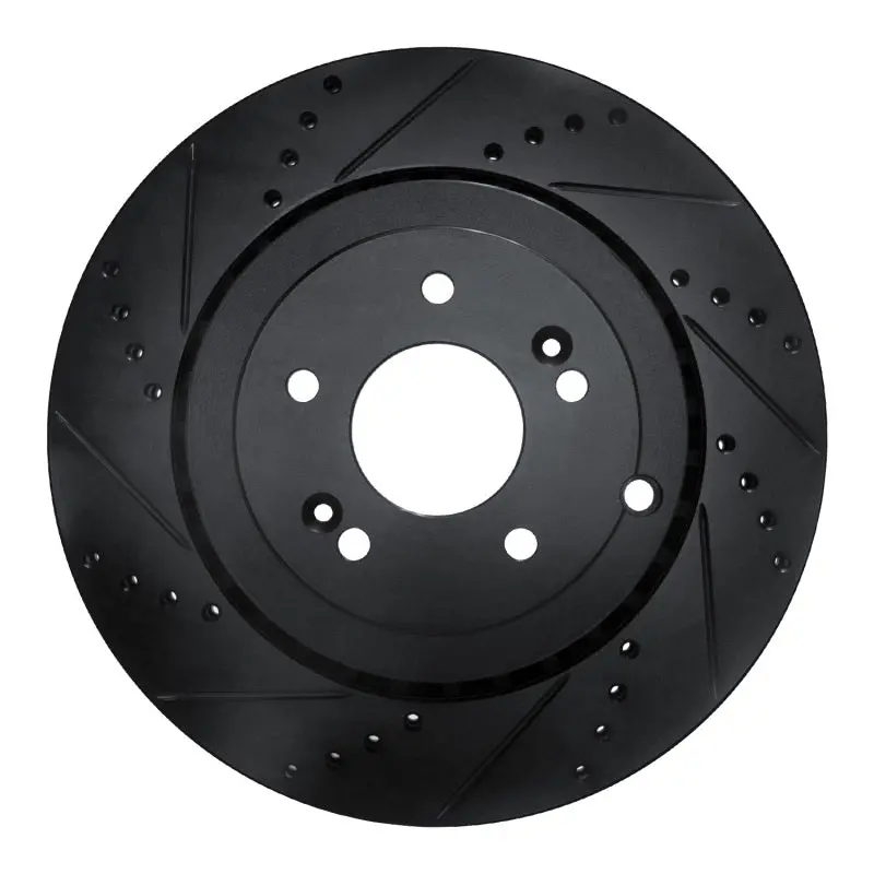 R1 18-25 Genesis G70 Rear Left Drilled & Slotted Black Brake Rotor 2