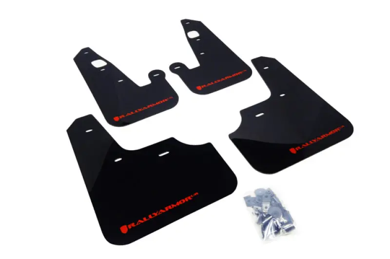 Rally Armor 07-17 Mitsubishi Lancer Black Ur Mud Flap W/ Red Logo 1