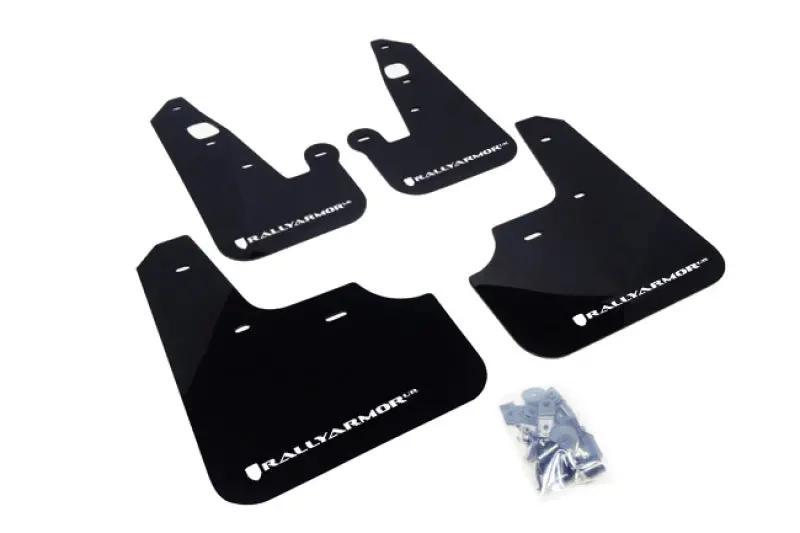 Rally Armor 07-17 Mitsubishi Lancer Black Ur Mud Flap W/ White Logo 1
