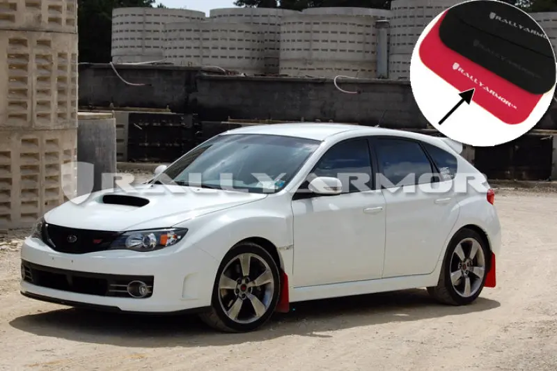 Rally Armor 08-11 Subaru Sti (Hatch Only) / 11-14 Wrx (Hatch Only) Red Ur Mud Flap W/White Logo 2