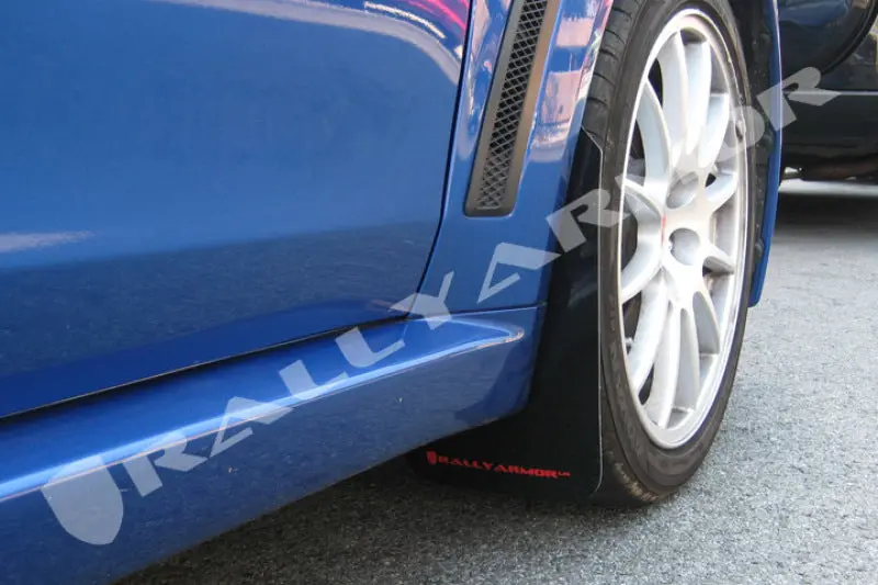 Rally Armor 08-17 Mitsubishi Evo X Black Ur Mud Flap W/ Red Logo 2