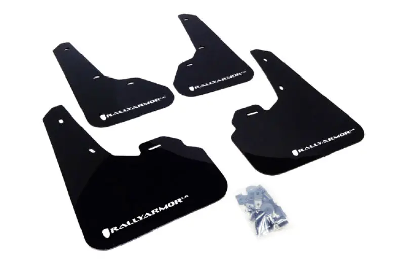 Rally Armor 10-13 Mazda3/Speed3 (Hatch/Sedan) Black Ur Mud Flap W/White Logo 1