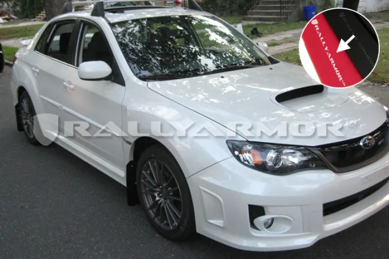 Rally Armor 11-14 Subaru Wrx/Sti (Sedan Only) Red Ur Mud Flap W/White Logo 2
