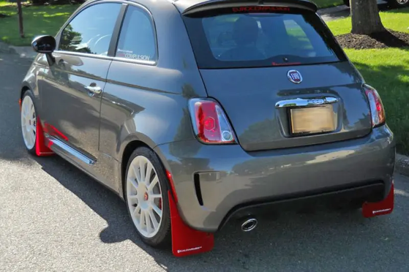Rally Armor 12-18 Fiat 500 Red Mud Flap W/White Logo 2