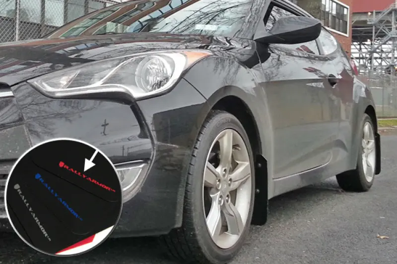 Rally Armor 12-18 Hyundai Veloster Black Ur Mud Flap W/ Red Logo 2