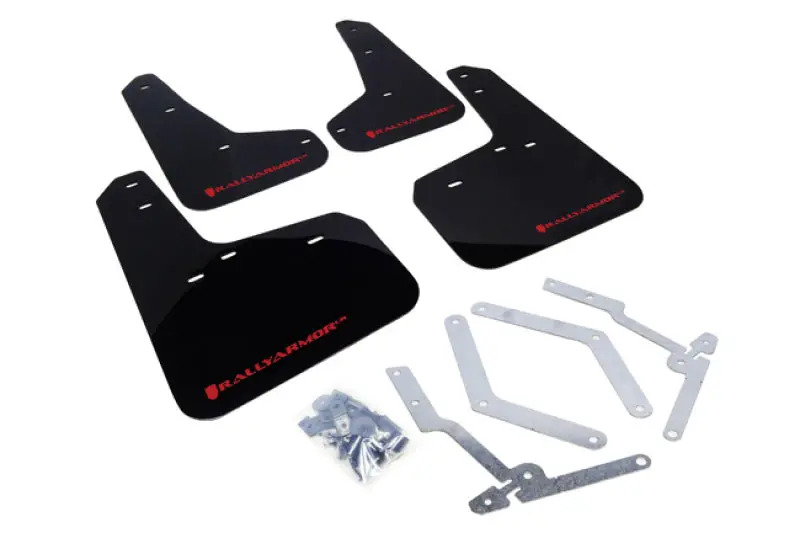 Rally Armor 12-19 Ford Focus St / 16-19 Rs Black Mud Flap W/Red Logo 1