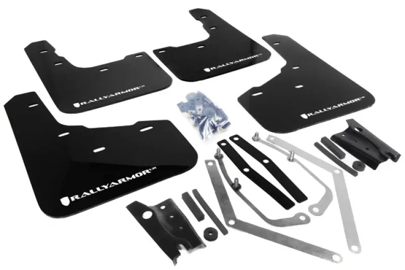 Rally Armor 13-19 Ford Fiesta St Black Ur Mud Flap W/White Logo 1