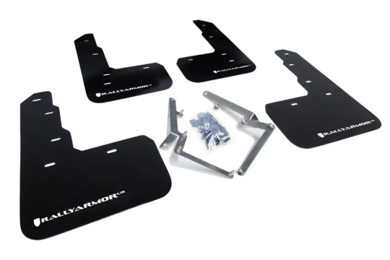 Rally Armor 17-22 Honda Civic Type R Black Ur Mud Flap W/White Logo 1