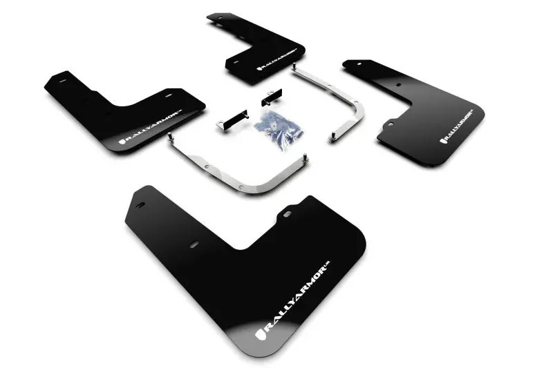 Rally Armor 19-22 Hyundai Veloster N Black Ur Mud Flap W/ White Logo 1