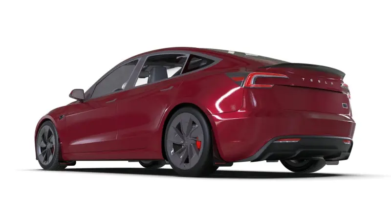 Rally Armor 24-26 Tesla Model 3 Highland Black Ur Mud Flap Red Logo 1