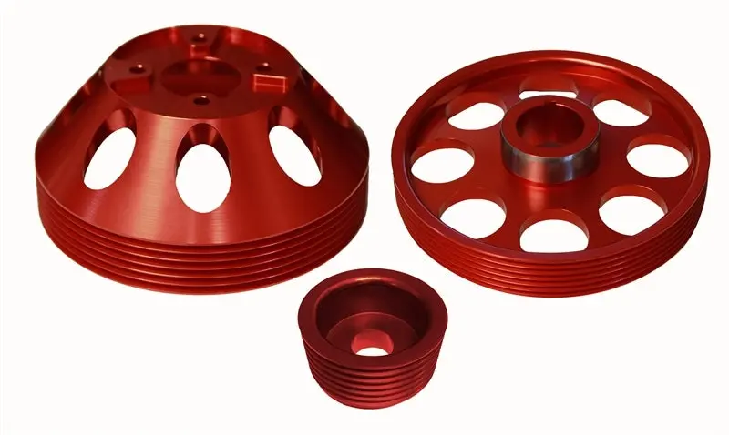 Torque Solution Lightweight Wp/Crank/Alt Pulley Combo (Red): Hyundai Genesis Coupe 3.8 2010+ 1