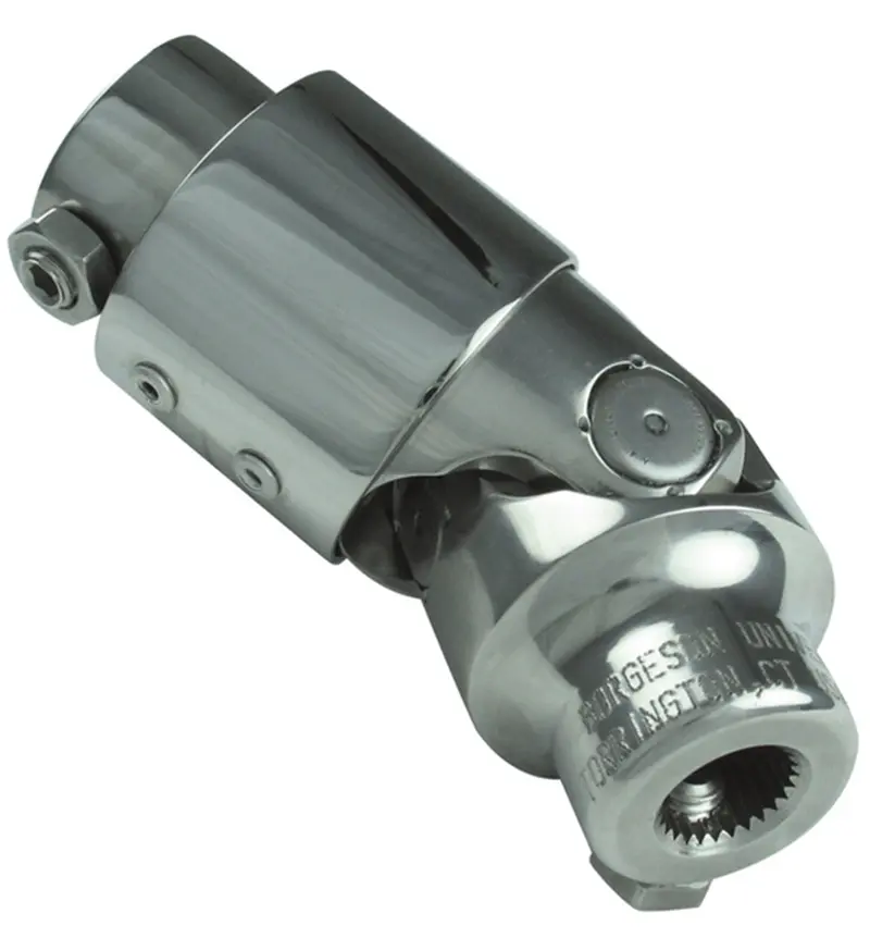 Borgeson 164946 Polished Stainless Steel Steering U-Joint With Vibration Damper (3/4" Dd X 17Mm Dd) 1