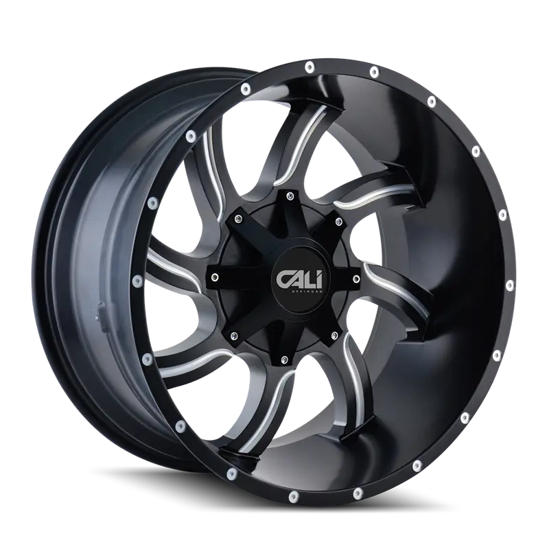 Cali Off-Road 9102-22252M Twisted 22" X 12" Wheel – Satin Black/Milled Face, -44Mm Offset, 5X127/5X139.7 1