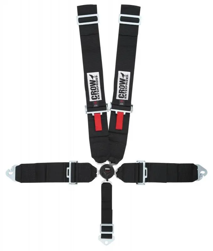 Crow Safety Gear 11144 Kam Lock 5-Point Lap Belt – Black, Floor-Mounted Racing Harness 1