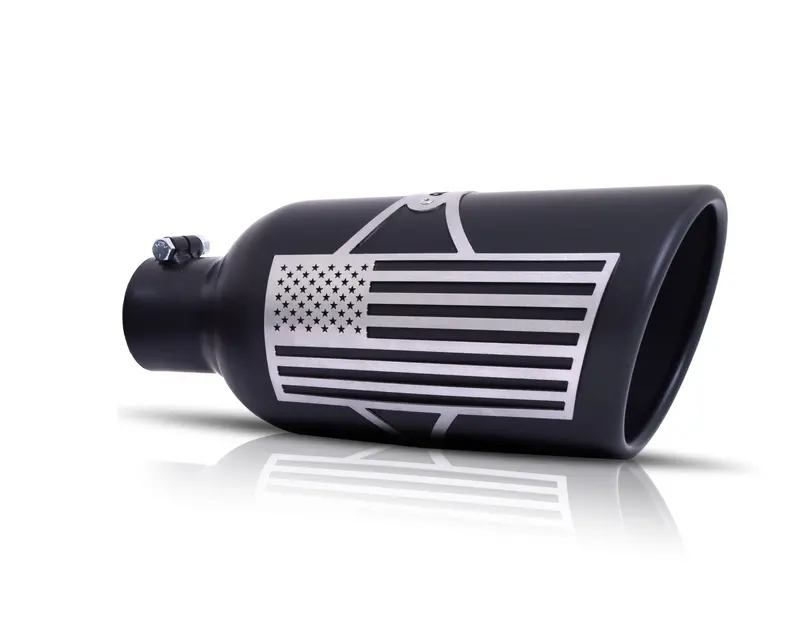 Gibson Patriot Flag Exhaust Tip – Rolled Edge, Angle-Mount Design With Black Ceramic Coating (Model 71-1015) 1