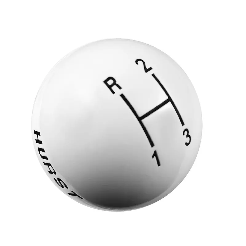 Hurst 1637624 White 3-Speed Shifter Knob – 3/8"-16 Threaded Base 1