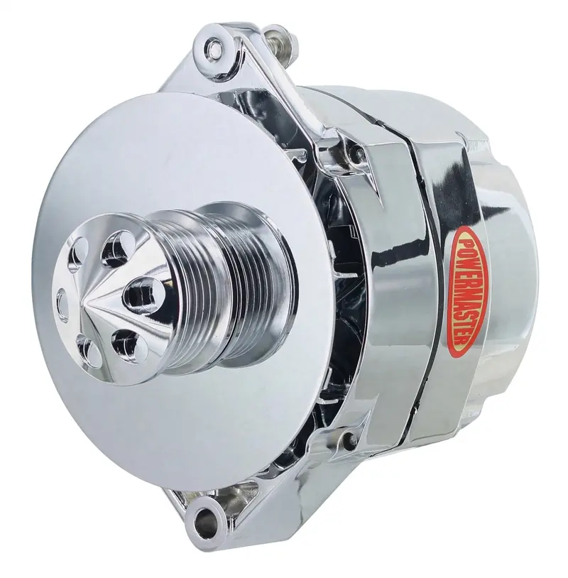 Powermaster 37294-311 150-Amp 12Si Alternator – Chrome Finish, 6-Groove Pulley, Baffle & Cone 1