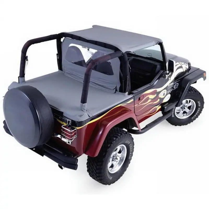 Rampage Soft Cab Top – Black Denim Fabric With Integrated Tonneau Cover For Soft-Top Vehicles 1