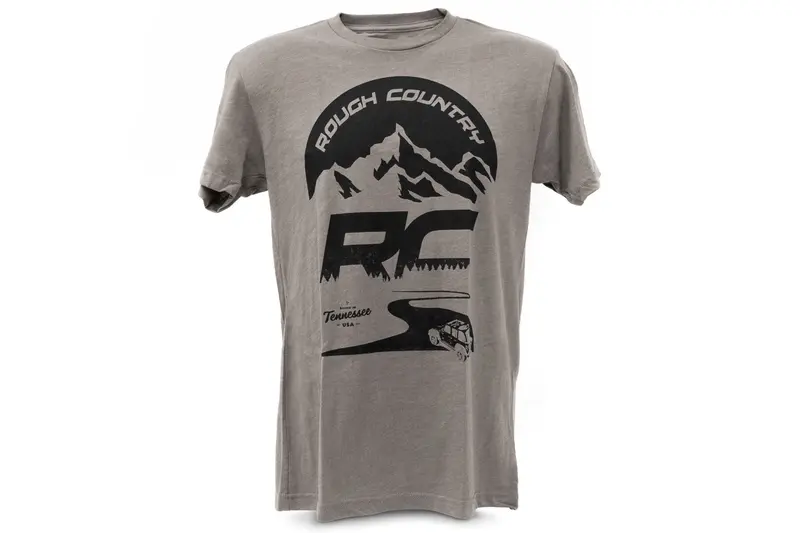 Rough Country Rc Mountains Graphic T-Shirt – Warm Gray, Large 1