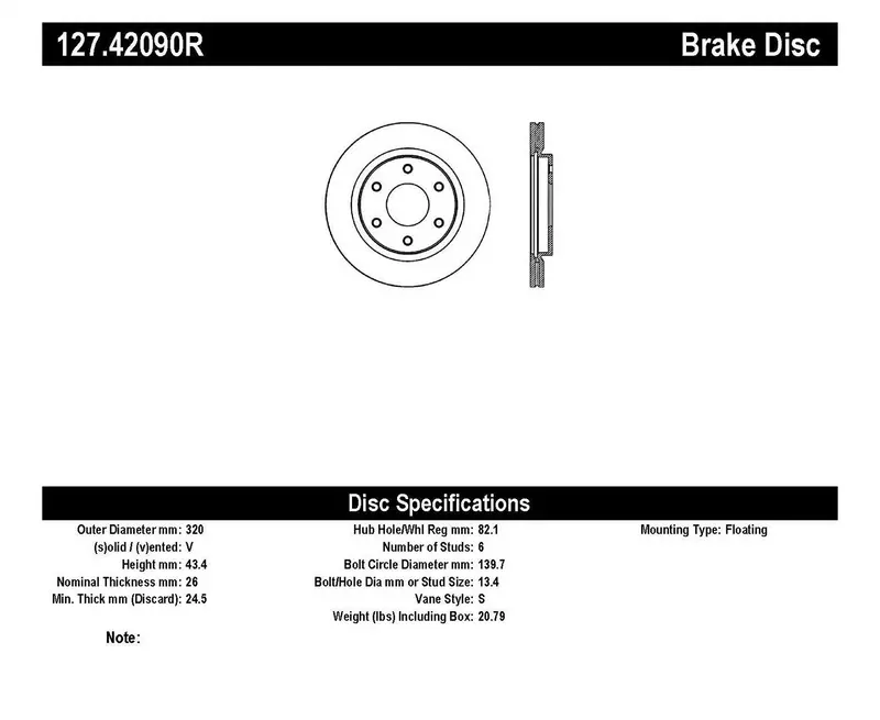 Stoptech 127.42090R Sport Drilled & Slotted Brake Rotor – Front Right 1