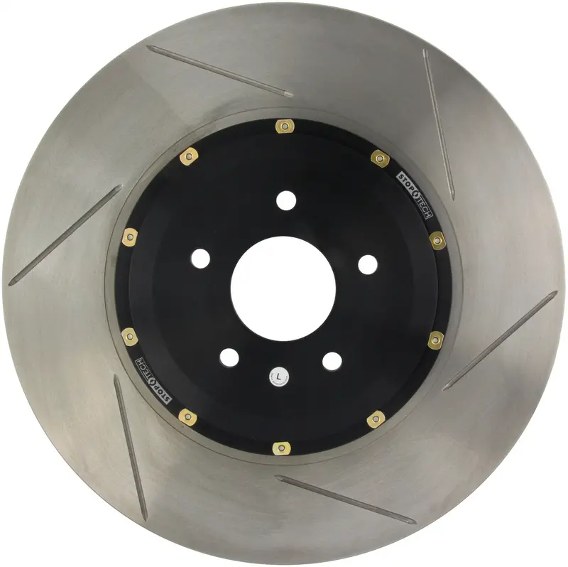 Stoptech 129.42123.16 Aerorotor Two-Piece Drilled Brake Rotor – Rear Right, Black Hat Design 1