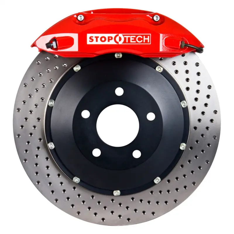 Stoptech 83.895.4300.72 Big Brake Upgrade Kit – Rear, Red Calipers & Slotted Two-Piece Rotors 1
