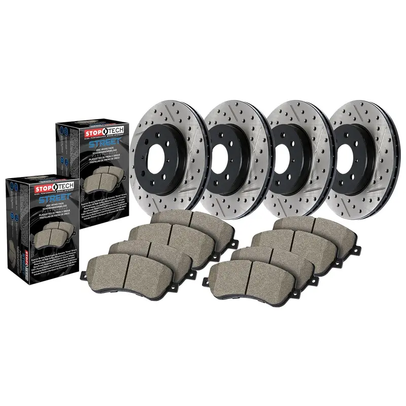 Stoptech 935.22017 Four-Wheel Drilled And Slotted Brake Kit For Street Applications 1
