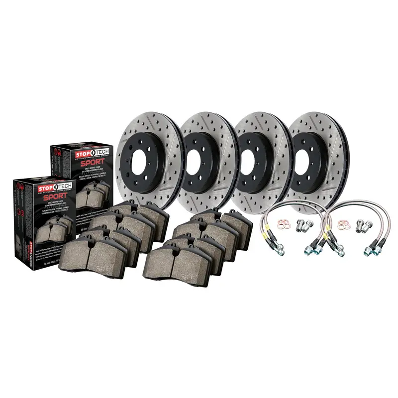 Stoptech 978.33076 Sport Axle Pack – 4-Wheel Drilled & Slotted Brake Kit With Premium Components 1