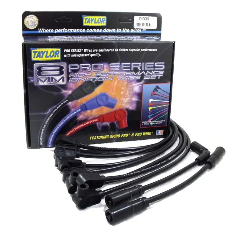 Taylor Cable 74039 8Mm Spiro-Pro Ignition Wire Set – Custom Fit, 90° Boots, Black 1