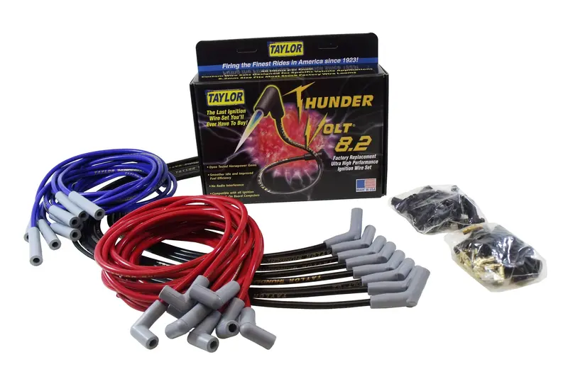 Taylor Cable Thundervolt 8.2Mm Ignition Wire Set – Black Oe-Style Kit With 9.5" Length And Stock Plug Boots (82018) 1